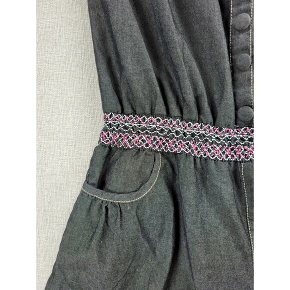 Zawary Womens Romper Shorts Size L Gray‎ Tribal Embroidered Strapless Casual - Picture 12 of 12